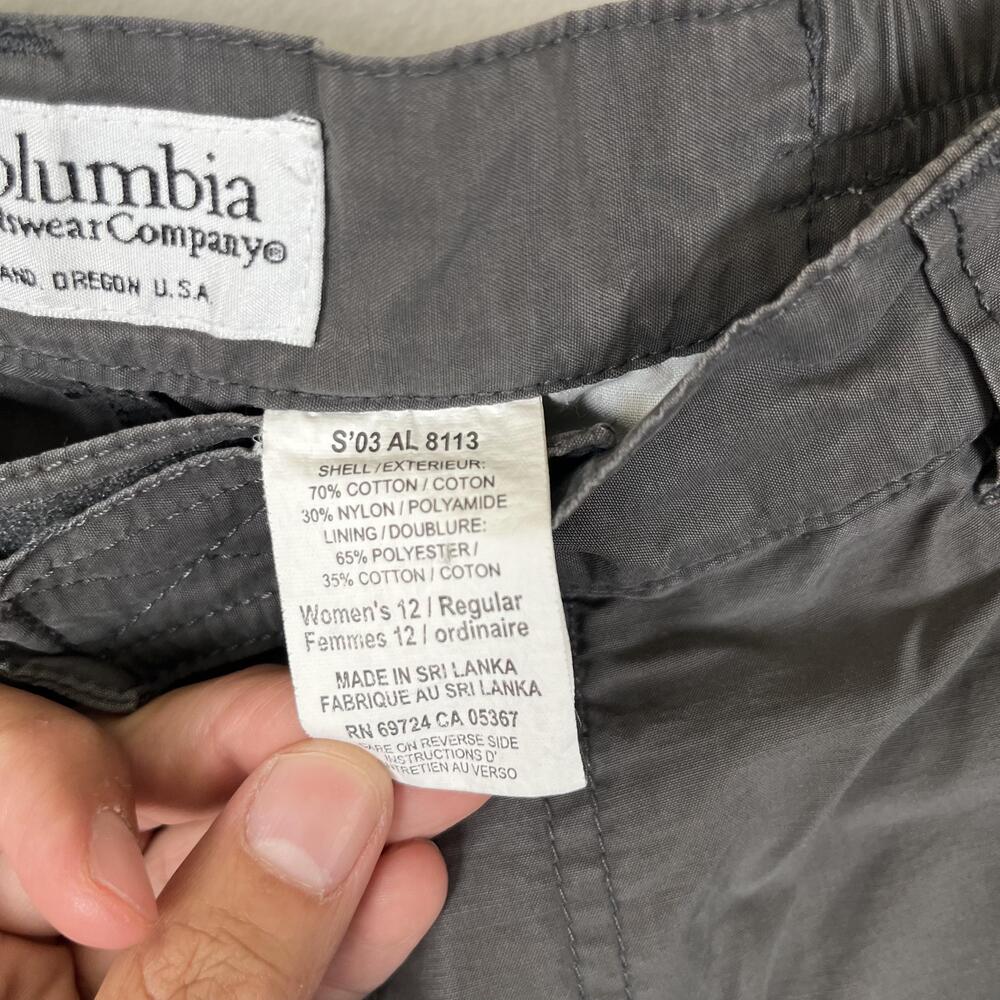 Vintage Columbia Convertible Pants Womens 12 Gray Hiking Outdoor Travel Zip Off - Picture 4 of 9